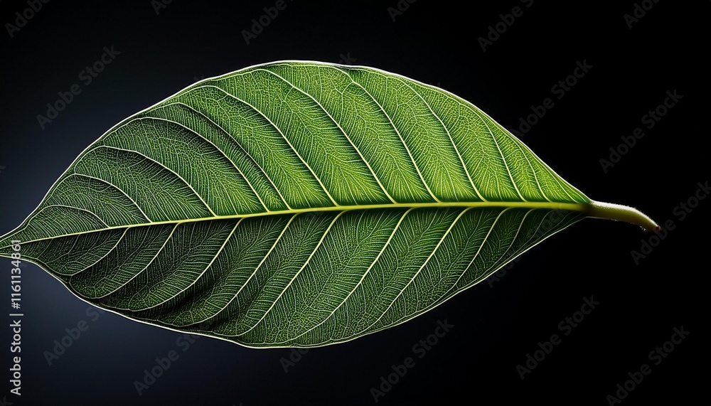 Obraz premium green leaf on black background