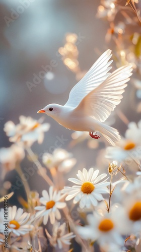 white dove in the garden