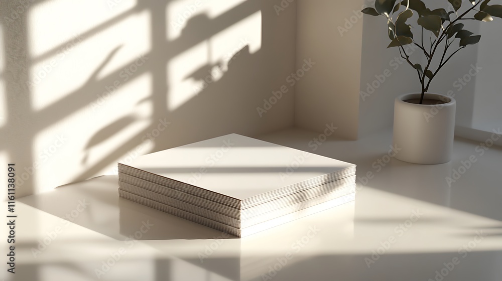 Fototapeta premium Blank business card mockup on white textured background 3d illustration 3d rendering card template