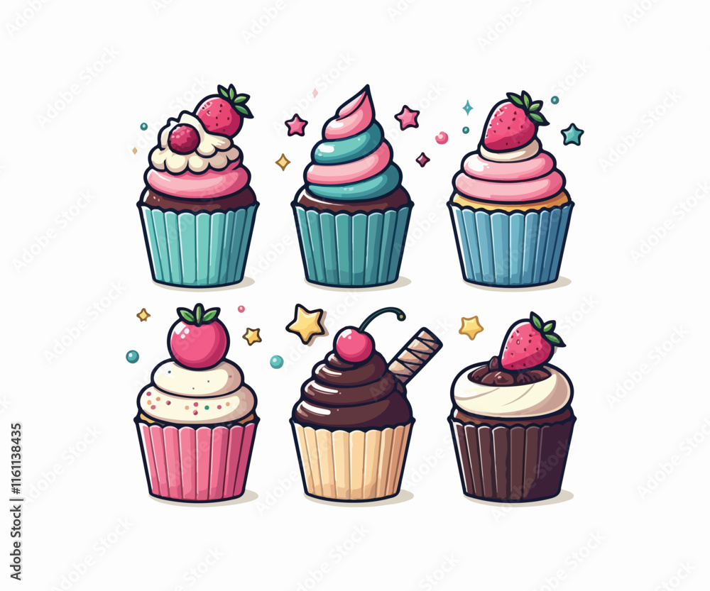 vector cup cakes design white background vector cup cakes design white background