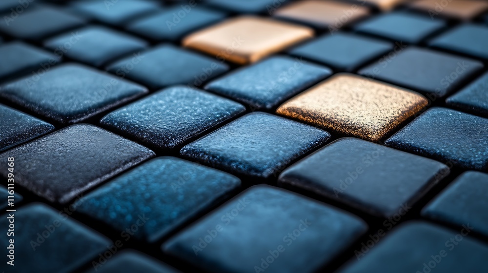 Golden Square Among Blue Textured Squares Golden Square Among Blue Textured Squares