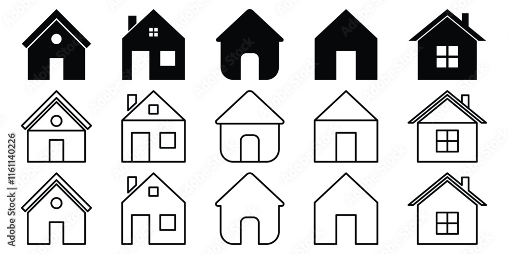 Web home icon. House symbol. Set of real estate objects and houses icon. House icon set. Web home icon. House symbol. Set of real estate objects and houses icon. House icon set.