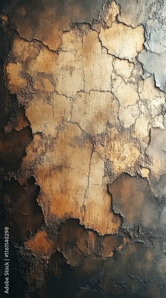 Naklejka premium Abstract Gold and Brown Cracked Wall Texture Background