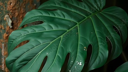 Ultra-High Magnification, Sage Green Tropical Jungle Leaf with Intricate Veins - Moody Natural Background