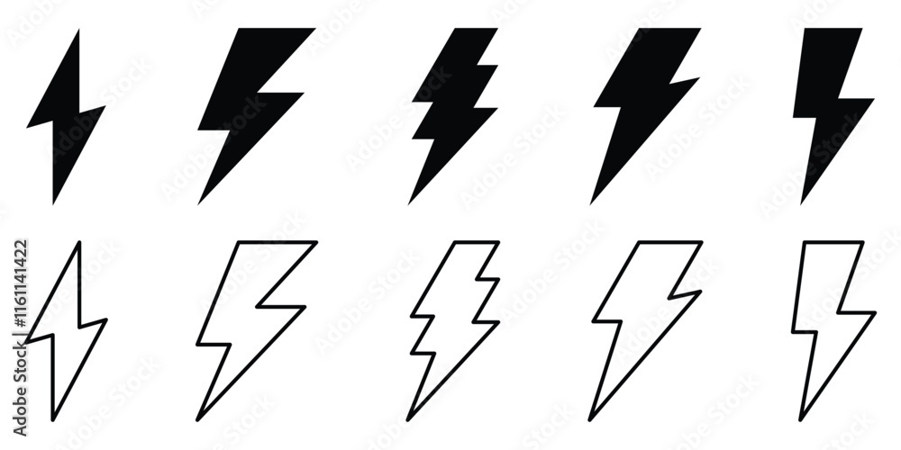 Lightning bolt icons set isolated on white background. Lightning bolt icons set isolated on white background.
