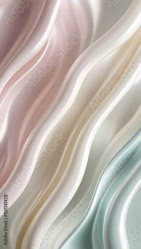 Elegant Pearlescent Waves - Minimalist Abstract Fluid Design with Soft Pastel Tones