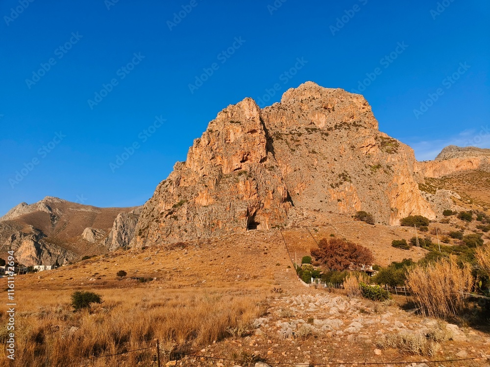 Fototapeta premium Western mountains in Sicily island at sunset 