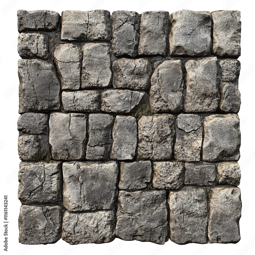 Fototapeta premium Ancient Stone Wall Texture: Rough, Gray, Medieval Architecture Background