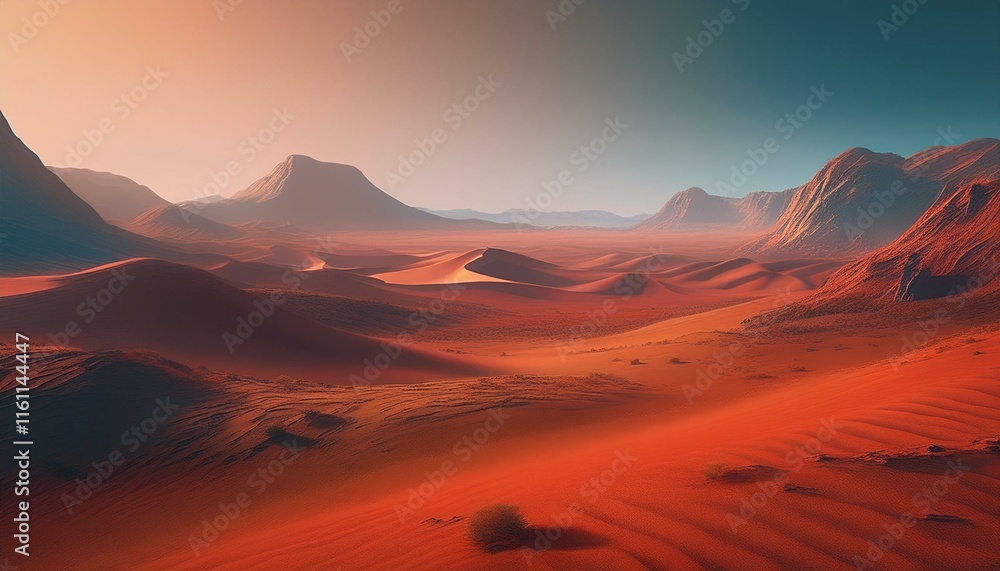 Fototapeta premium mars space landscapes concept, the martian surface, the red sand dune
