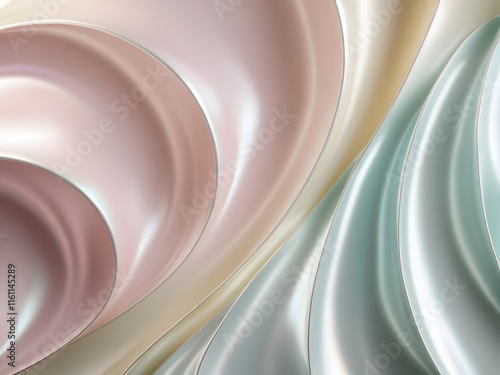 Elegant Pearlescent Waves - Minimalist Abstract Fluid Design with Soft Pastel Tones