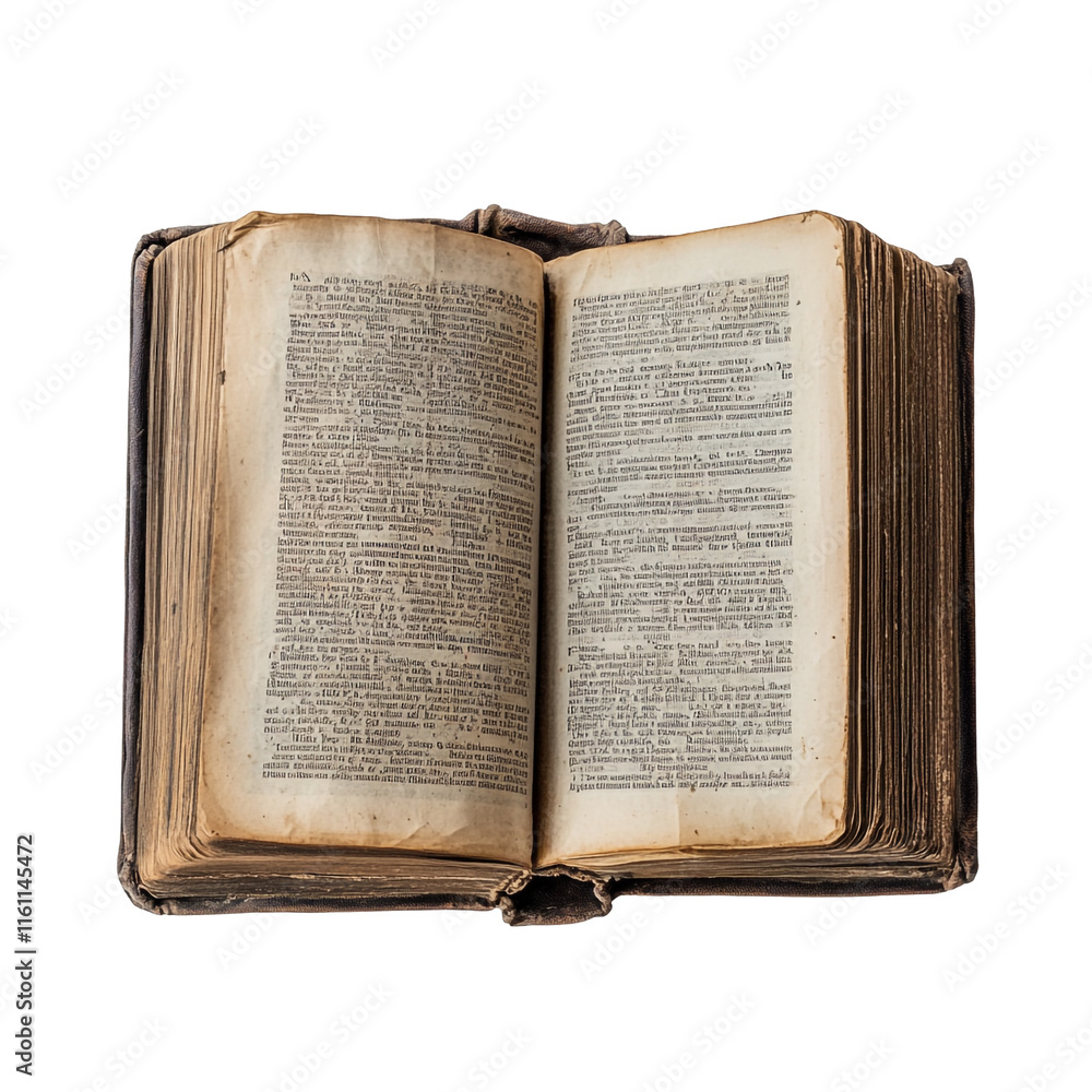 Obraz premium Antique Book Open, Aged Pages, Historical Literature, Vintage Text, Old Manuscript