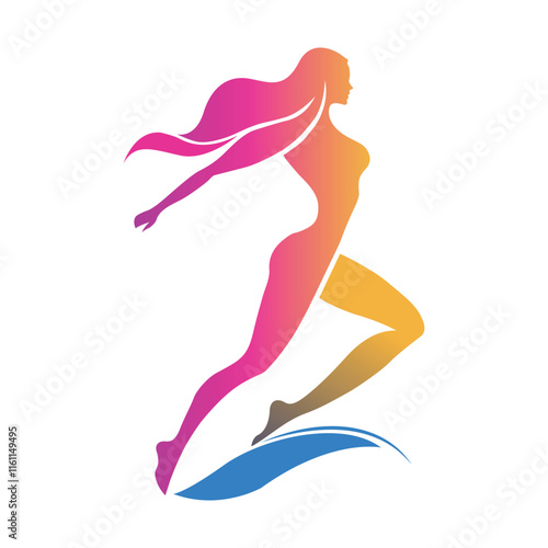 Abstract image of a woman running with flowing hair