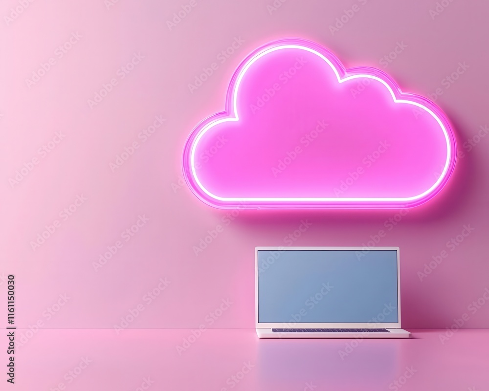 Remote work protection, secure cloud network connection, 3D illustration Remote work protection, secure cloud network connection, 3D illustration