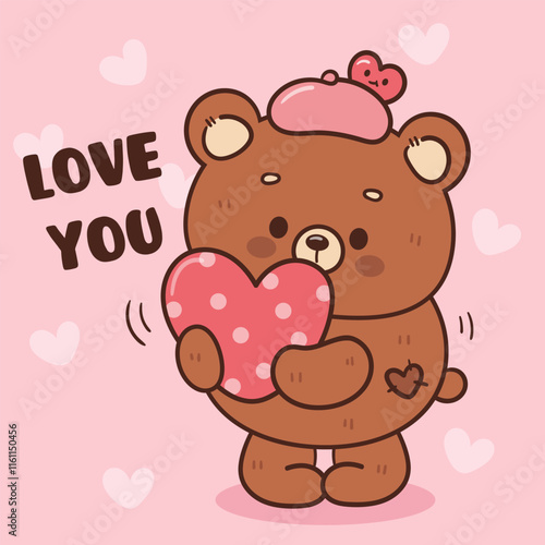 teddy bear valentine hug heart kawaii animal for wedding clipart and t shirt design