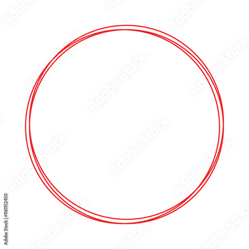 Highlight hand draw red circle isolated on background.