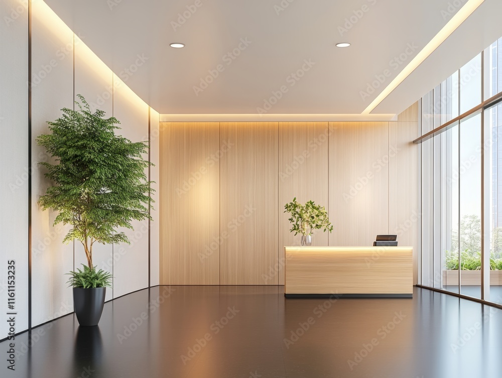 Fototapeta premium Modern Minimalist Office Reception Area.