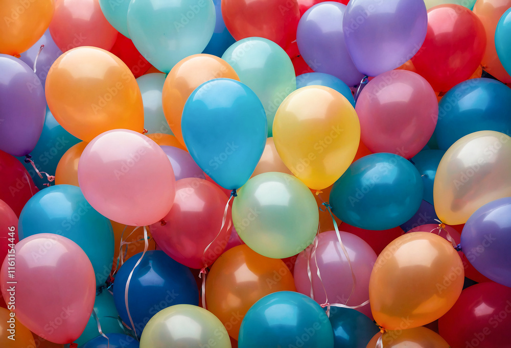 background of multi-colored balloons with a soft glow party birthday celebration fun background of multi-colored balloons with a soft glow party birthday celebration fun