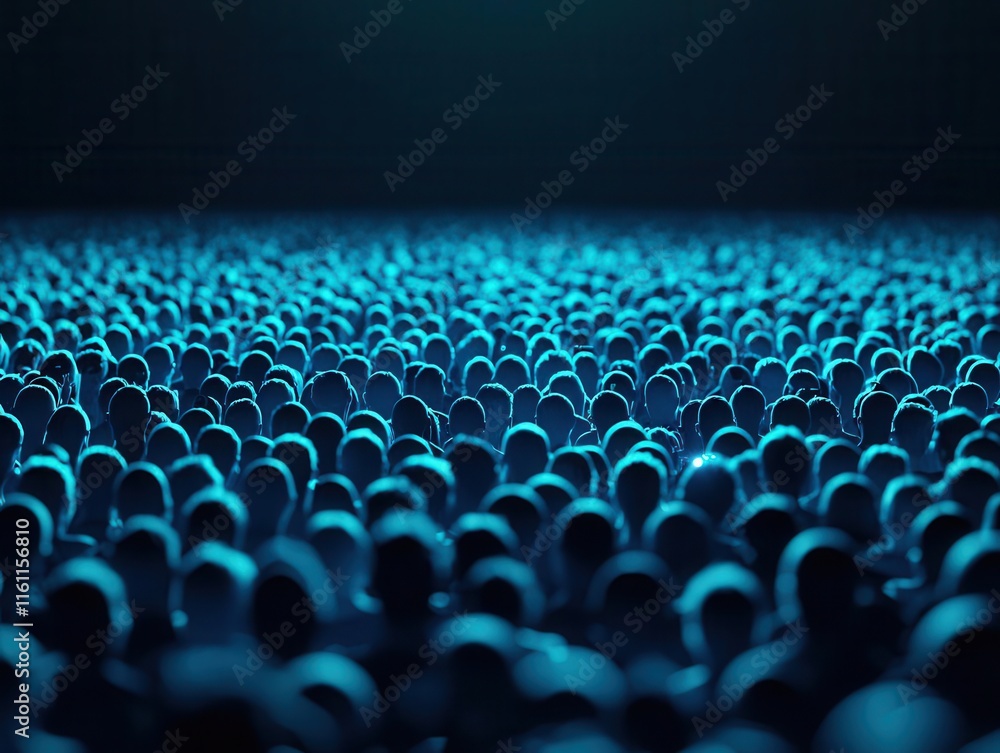 Naklejka premium Carbonneutral festivals, glowing crowd and clean energy visuals, 3D illustration