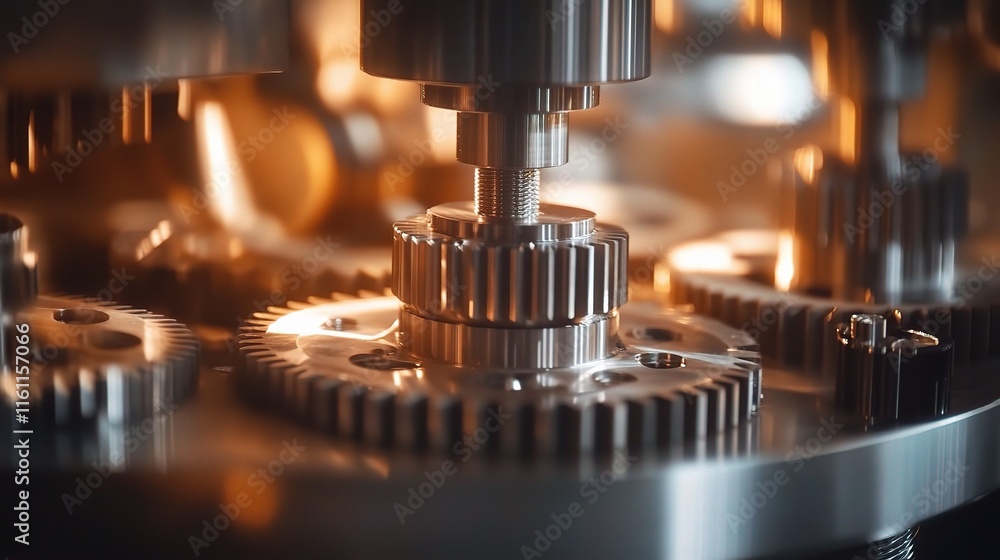 Close-Up of Gears and Wheels in Motion in a Machine Environment Close-Up of Gears and Wheels in Motion in a Machine Environment
