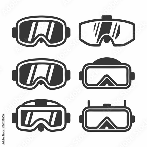 Virtual Reality Headset Icon Bundle Design.