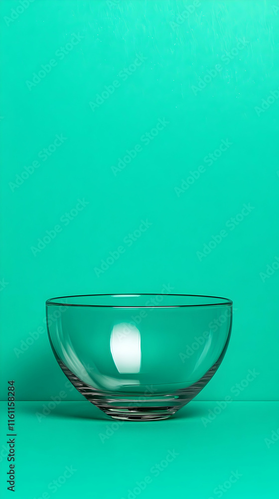 Teal Background Glass Bowl 3D Render Teal Background Glass Bowl 3D Render