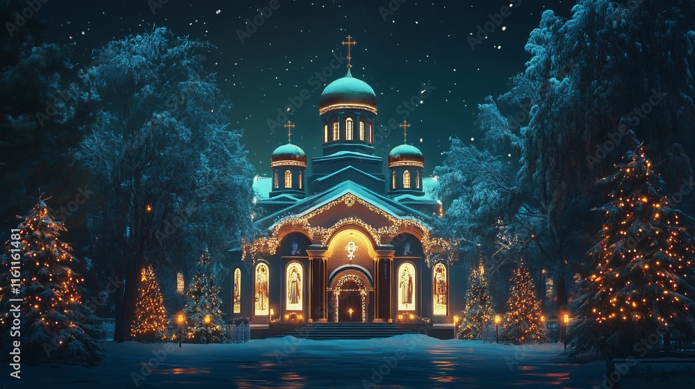 Fototapeta premium Orthodox Christmas Background Concept 