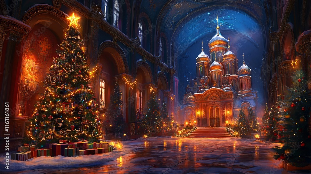 Fototapeta premium Orthodox Christmas Background Concept 