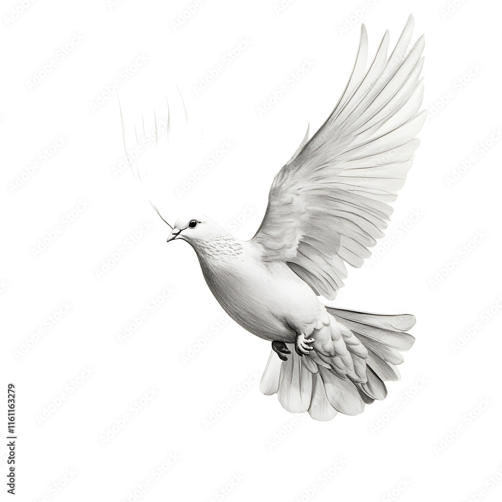 Fototapeta premium White Dove in Flight: A Symbol of Peace and Hope
