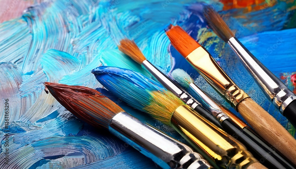 brushes and paint brushes and paint