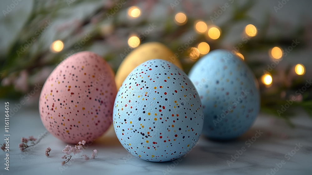 Obraz premium Colored Easter eggs and willow twigs.