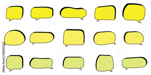 Collection of hand drawn speech bubbles. Vector blank empty speak bubble, chatting or message box set.