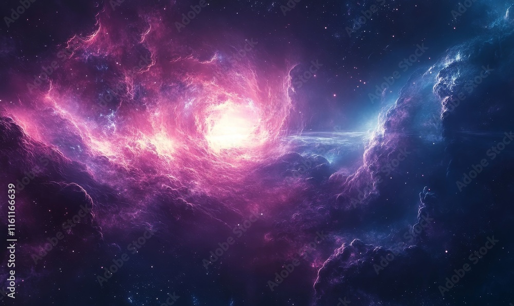 Fototapeta premium cosmic fusion effects ripple through vibrant surreal digital art., Generative AI