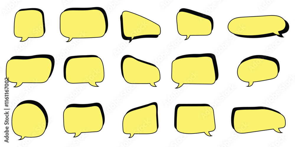 Collection of hand drawn speech bubbles. Vector blank empty speak bubble, chatting or message box set. Collection of hand drawn speech bubbles. Vector blank empty speak bubble, chatting or message box set.