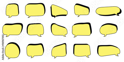 Collection of hand drawn speech bubbles. Vector blank empty speak bubble, chatting or message box set.