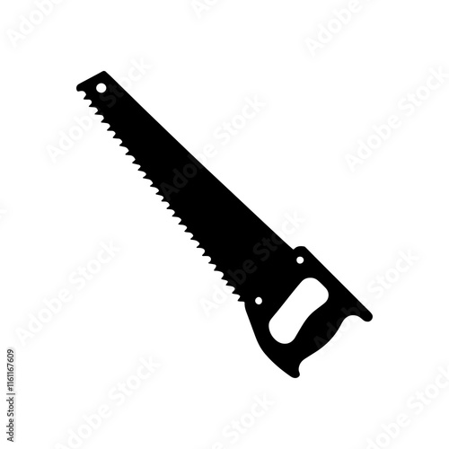 Hand saw flat silhouette vector illustration design on white background.