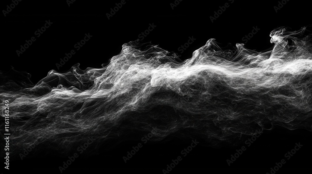 Wisps of white smoke swirl and flow across a black background, creating intricate shapes that evoke a sense of mystery and ethereal beauty Wisps of white smoke swirl and flow across a black background, creating intricate shapes that evoke a sense of mystery and ethereal beauty