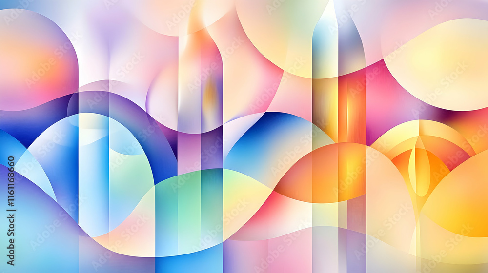 Fluid shapes and vibrant hues merge beautifully, evoking a sense of tranquility and harmony Fluid shapes and vibrant hues merge beautifully, evoking a sense of tranquility and harmony