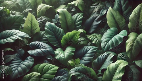Wallpaper Mural Tropical Rainforest Leaf, isolated on a white background Torontodigital.ca