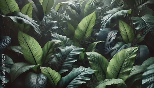 Wallpaper Mural Tropical Rainforest Leaf, isolated on a white background Torontodigital.ca