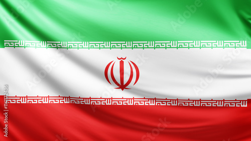 Tablou pe pânză Iran flag picture, close-up shot of iranian nation flag, asia, animated flag bac