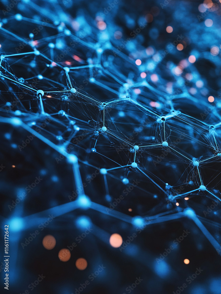 Obraz premium Abstract Macro Visualization of Honeycomb-Like Structures with Vibrant Colors and Dynamic Lighting Effects