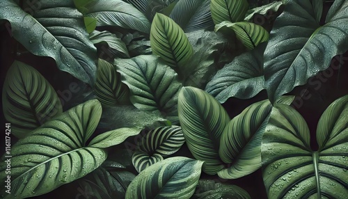 Wallpaper Mural Tropical Rainforest Leaf, isolated on a white background Torontodigital.ca