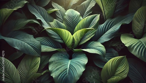 Wallpaper Mural Tropical Rainforest Leaf, isolated on a white background Torontodigital.ca
