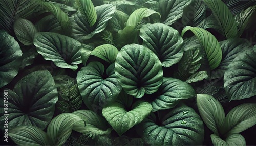 Wallpaper Mural Tropical Rainforest Leaf, isolated on a white background Torontodigital.ca