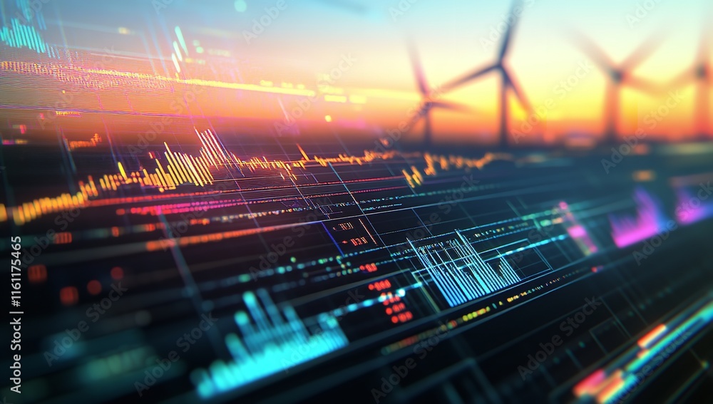 Fototapeta premium A Close-Up of Digital Screens Displaying Data Visualizations