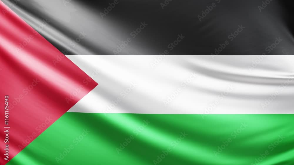 Palestine flag video, close-up shot of symbol of palestinian nation, asia, animated flag background video, 3D video of a flag, national symbol of the people, patriotism, full screen Palestine flag video, close-up shot of symbol of palestinian nation, asia, animated flag background video, 3D video of a flag, national symbol of the people, patriotism, full screen