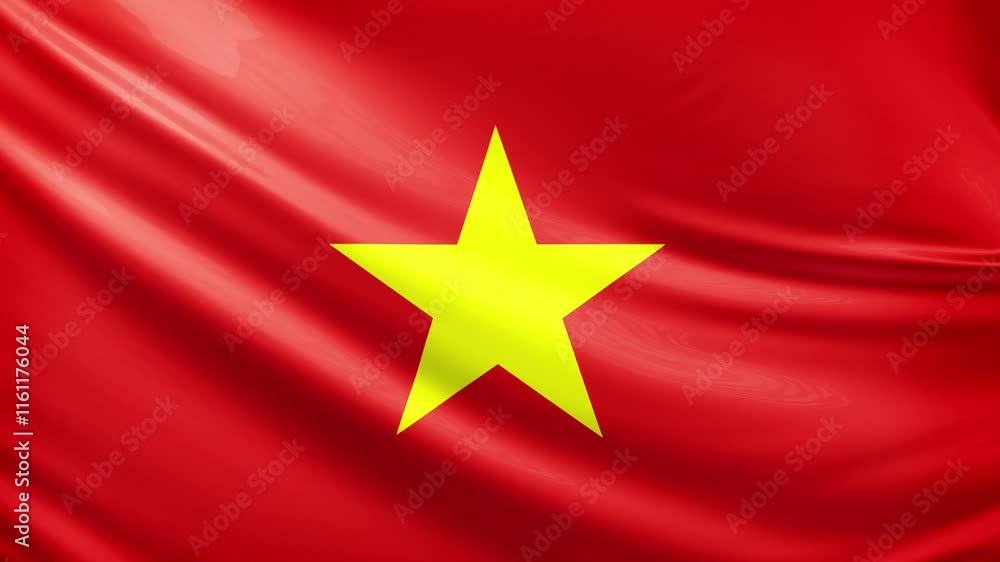 Vietnam flag video, close-up shot of symbol of vietnamese nation, asia, animated flag background video, 3D video of a flag, national symbol of the people, patriotism, full screen Vietnam flag video, close-up shot of symbol of vietnamese nation, asia, animated flag background video, 3D video of a flag, national symbol of the people, patriotism, full screen