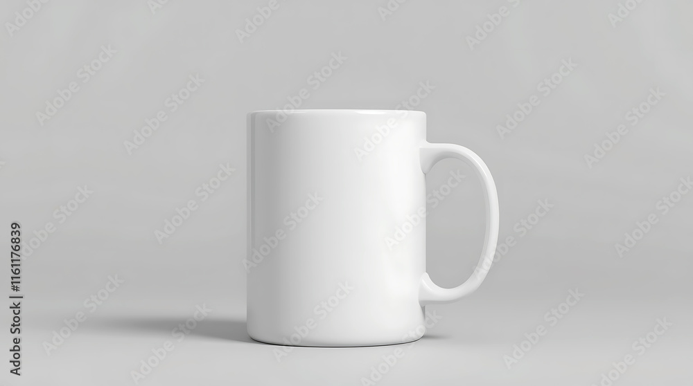 Obraz premium Minimalist White Ceramic Mug: Professional 3D Render Product Photography