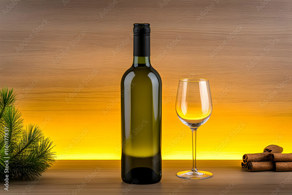 Wine Bottle and Glass Still Life Illustration Wine Bottle and Glass Still Life Illustration