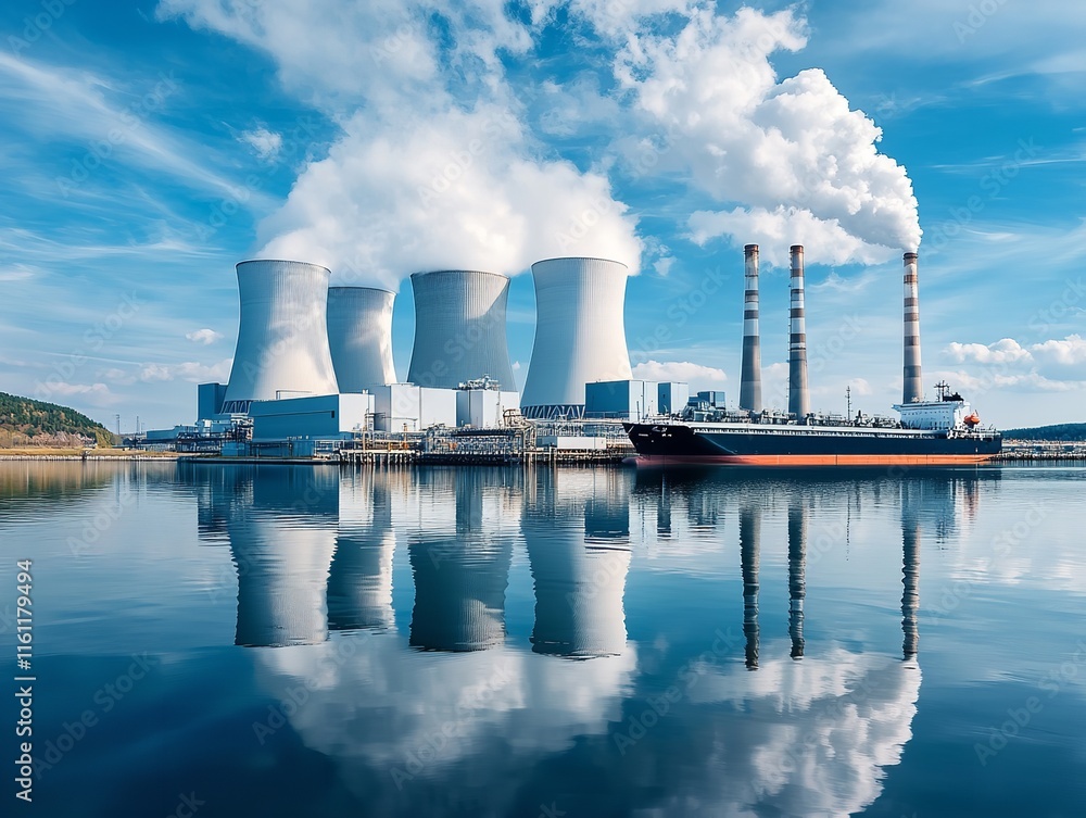 A Photograph of a Power Plant on the Water with Large White Structures
A Photograph of a Power Plant on the Water with Large White Structures
